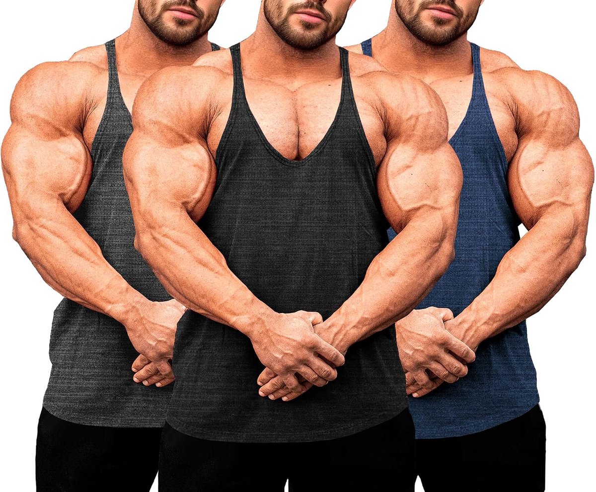 Heren Fitness Stringer Spier Tank Top, Y-Back Gym Drager Shirt, Bodybuilding Spiershirts Mannen Sneldrogend