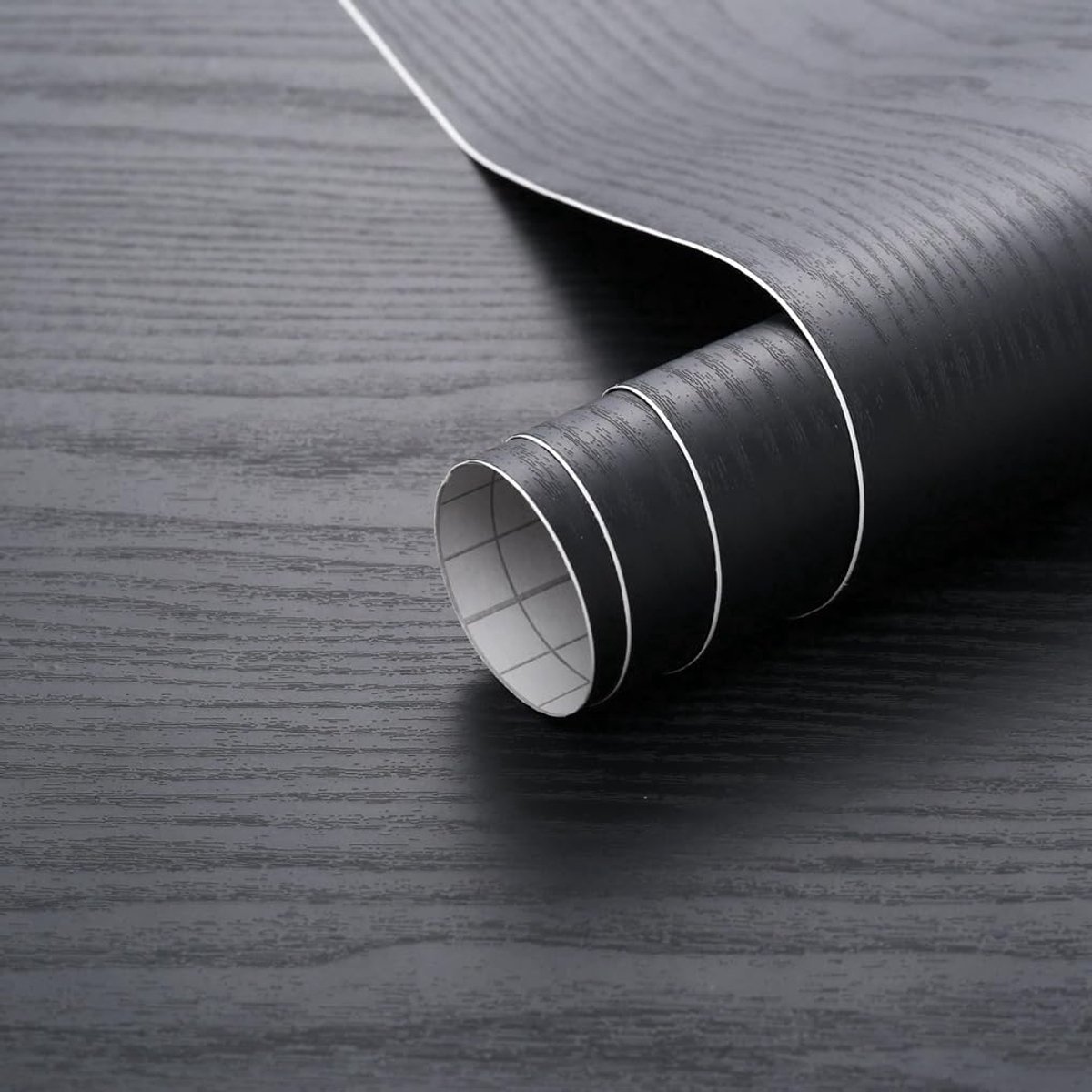 Behang Zwart Hout Meubels Stickers 90cmx3m Zelfklevend Behang, Decoratieve Zelfklevende Vinylfolie voor Werkbladen,Meubeloppervlakken Wandbekleding, Gemakkelijk Te Reinigen Verwijderbaar