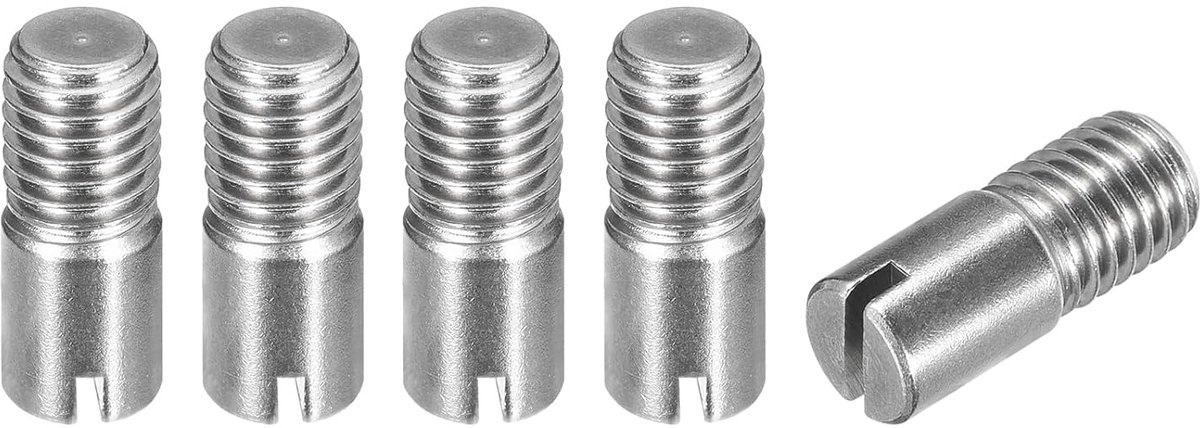 sourcing map 5 stuks M10 x 25 mm cilinderpen met sleuf van 304 roestvrij staal met buitendraad voor het positioneren van meubels en kasten