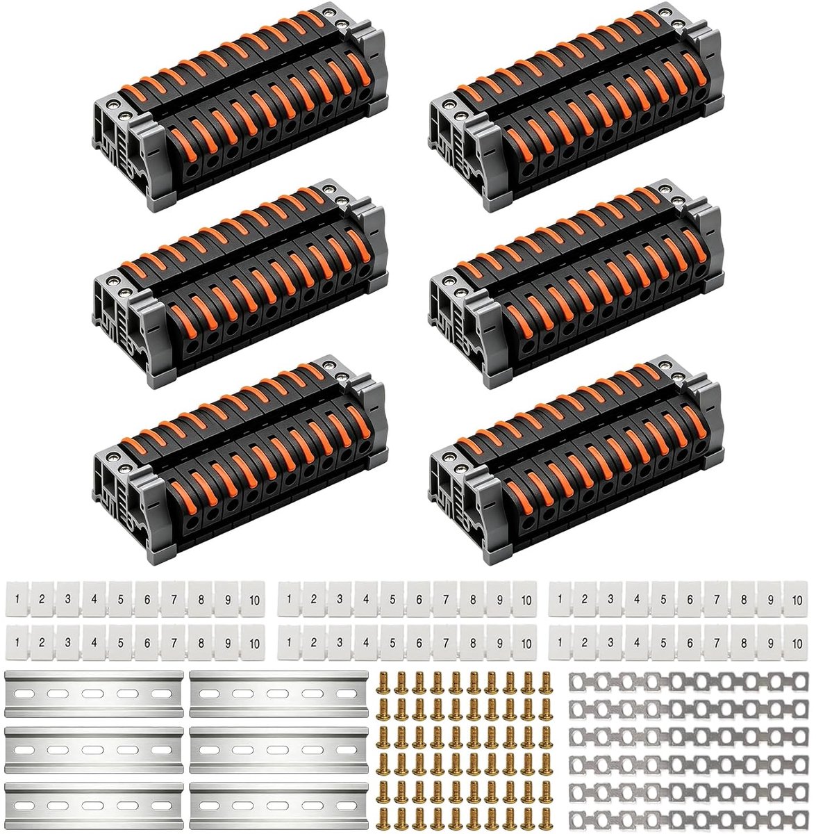 60 stuks rijklemmen hoedrail, 0,08-4 mm² PCT-211 klemlijstklemmen, klemlijstset, rijklem voor elektrische installatie, doe-het-zelfprojecten en snelle bedrading