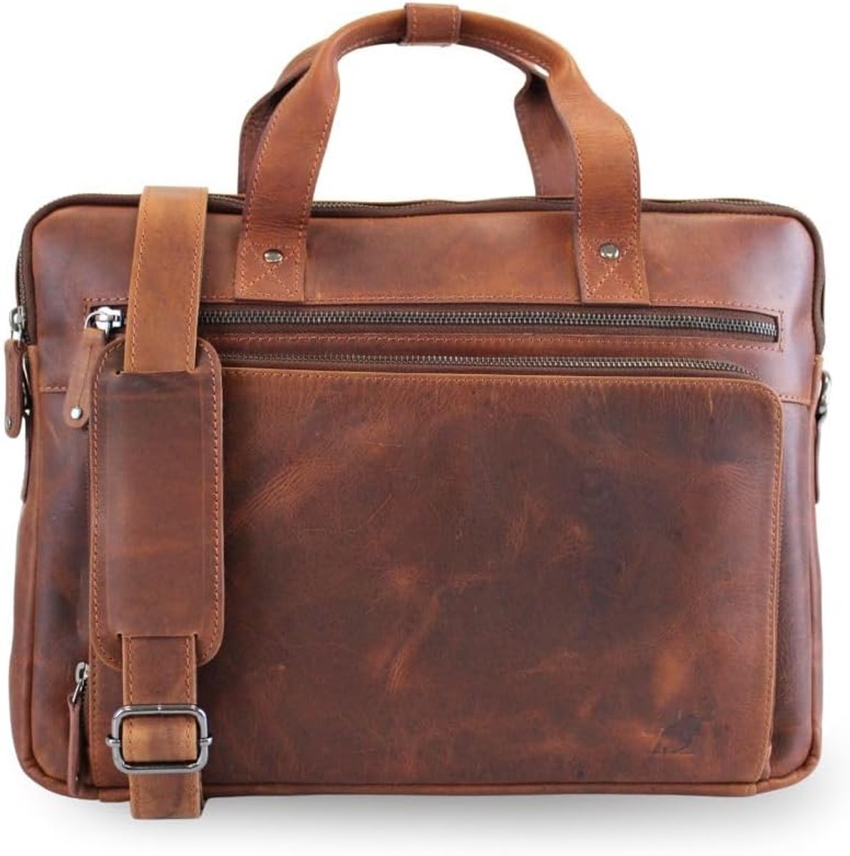 Laptoptas 15.6 inch - Echt leer - Vintage stijl - Perfect voor zakelijke gebruik - SnelShoppen