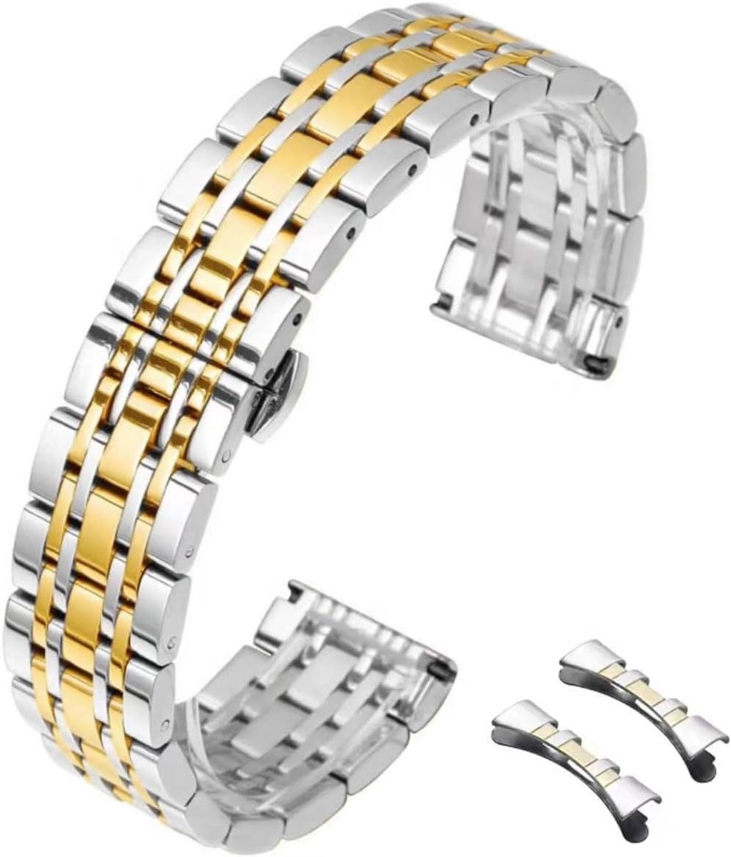 Staal Horlogebandjes Metalen Horlogeband met Recht en Gebogen End 12mm 14mm 16mm 18mm 19mm 20mm 21mm 22mm Metalen Vervanging Band Horloge voor Mannen/Vrouwen