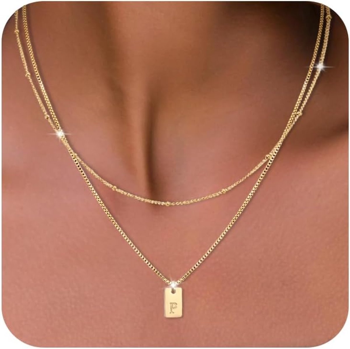 Ketting met letters, dames, goud, zilver, roestvrij staal, initialen, letter A-Z, layering, gepersonaliseerde letterhanger, naamketting, dames, sieraden, geschenken voor tieners en meisjes