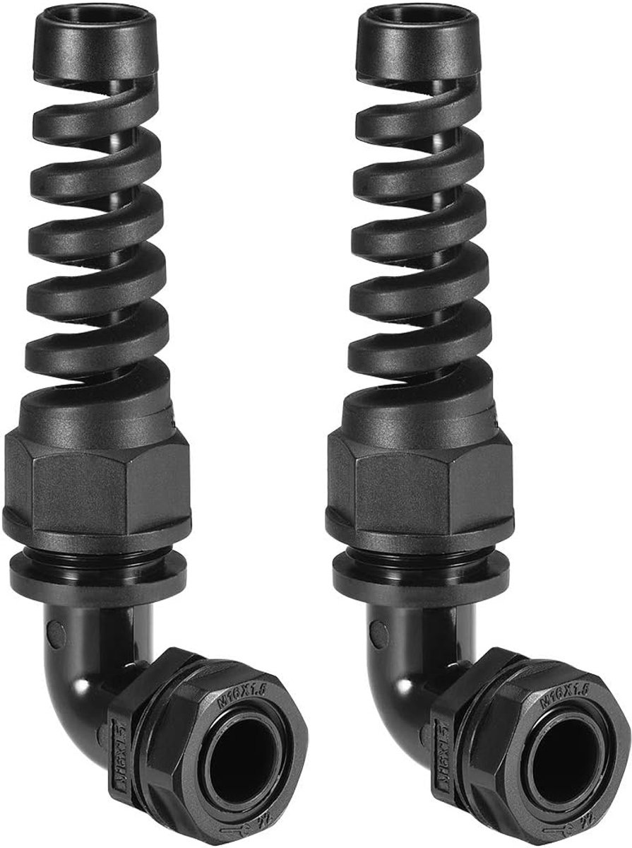 Sourcing map 2 stuks M25 kabelschroefverbinding 90 graden waterdichte verbinding met trekontlasting voor 13-18 mm diameter M16, for 6-10mm