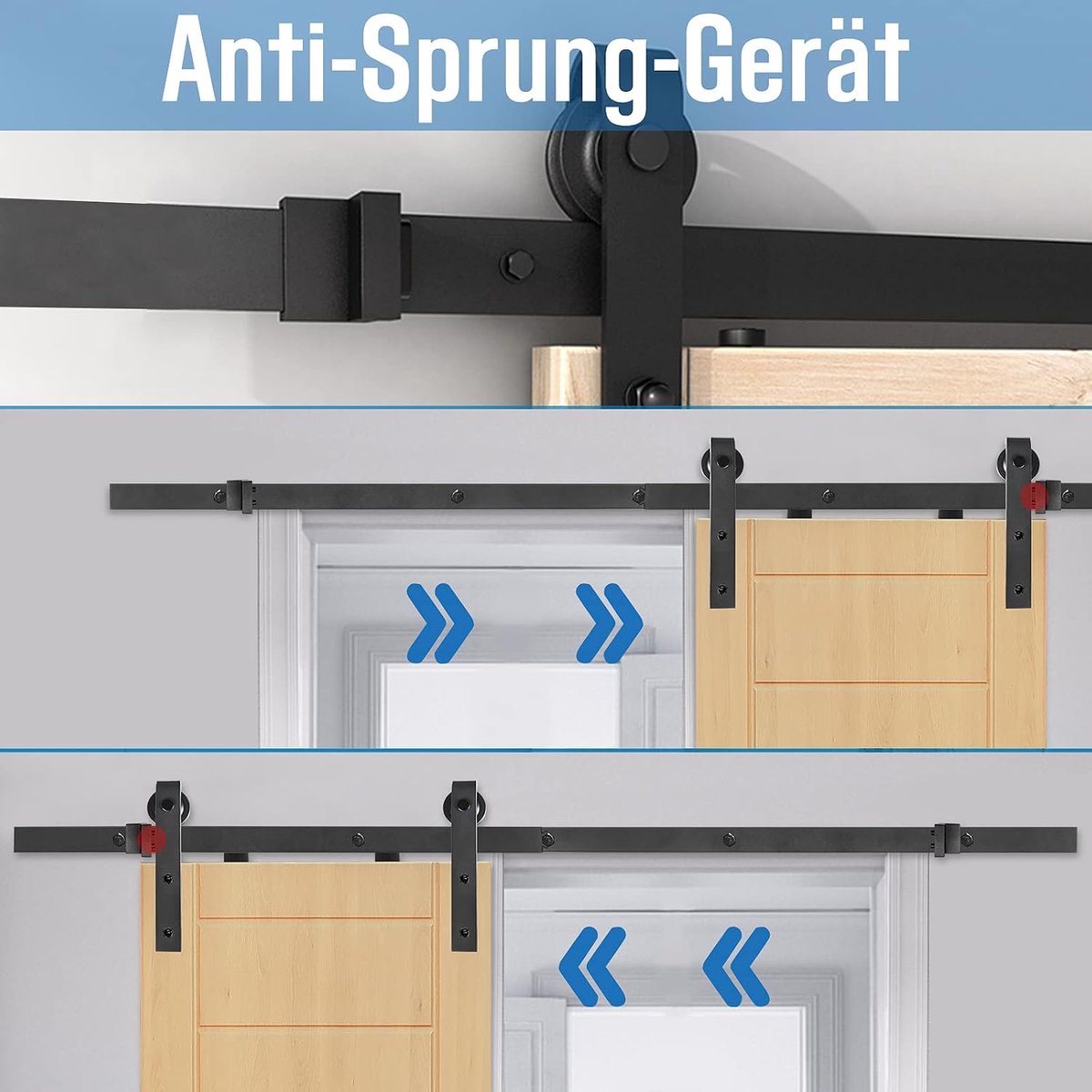 Schuifdeur complete set schuifdeurbeslag set 200 cm met schuifdeur rail voor schuifdeursysteem schuifdeuren, zwart