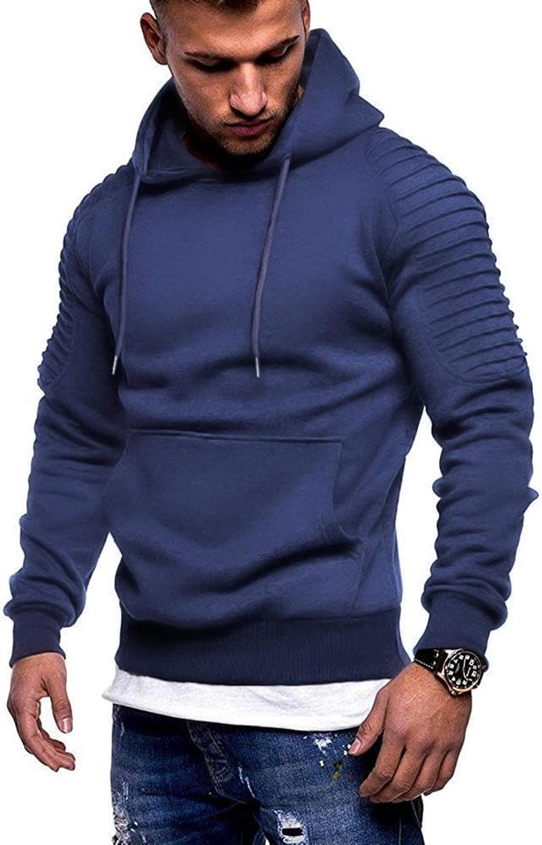 Trainingshulp voor heren, lichtgewicht sportschool, sportief sweatshirt, modieuze trui met capuchon en zak blauw XXXL, blauw, 3XL