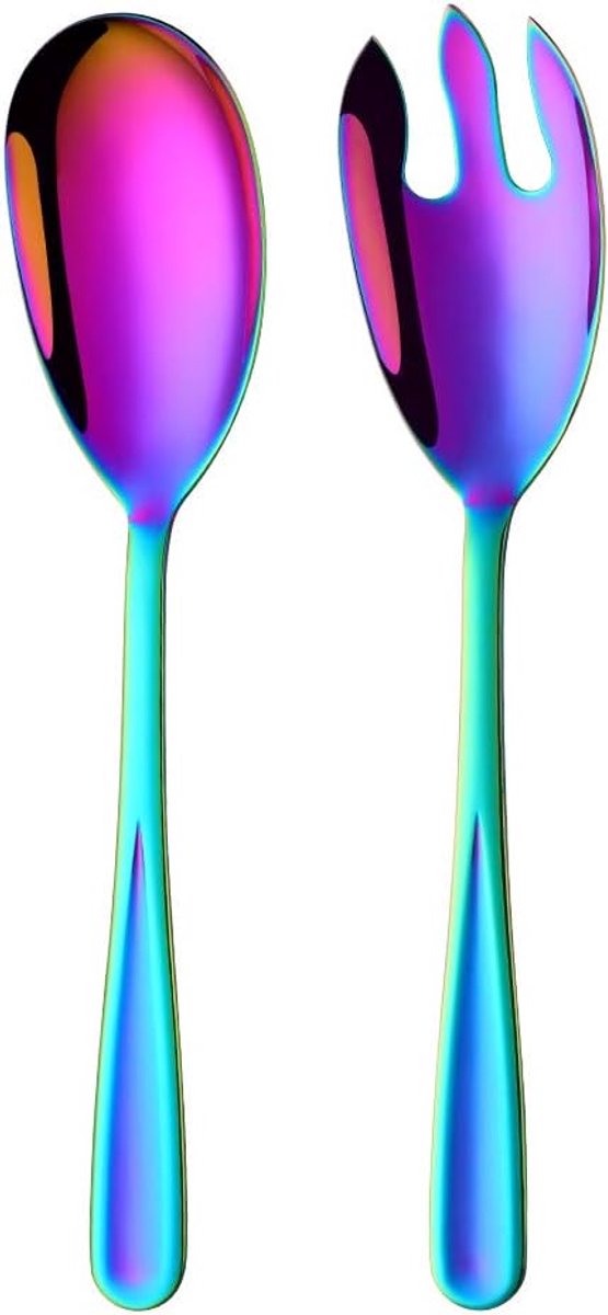 Saladelepel en saladevork Regenboog Saladestel Set uit roestvrij staal 2-delig 77,5 cm (30,5 inch) lengte