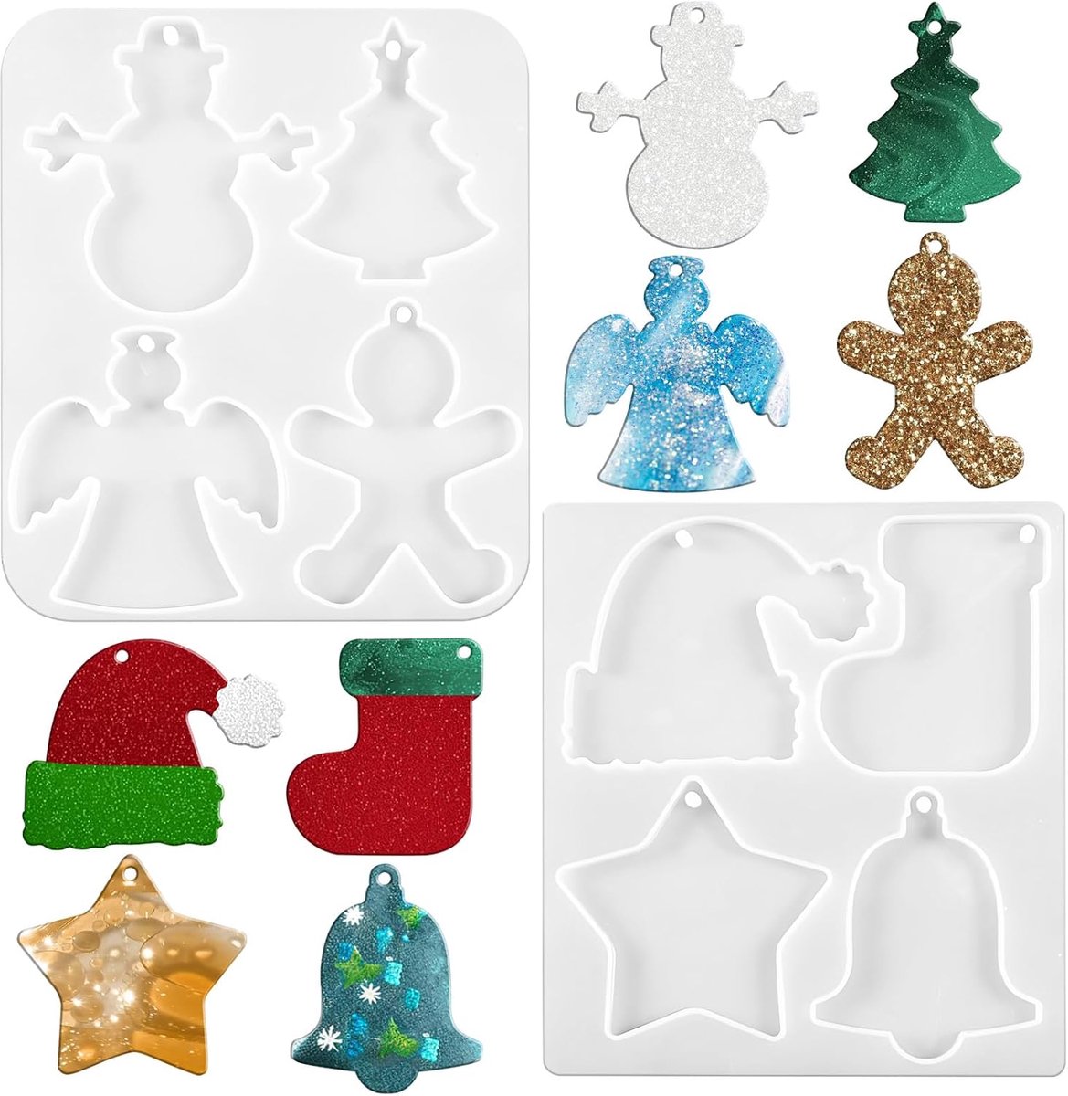 2 stuks kerstmal, kerstharsvormen, siliconen mallen voor kerstdecoratievormen