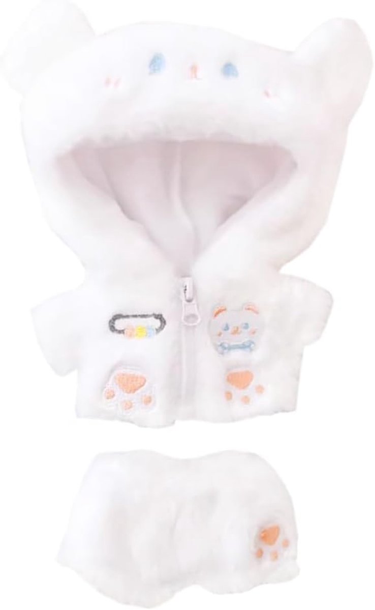 Pluche poppenkleding hoodie broek melkbeer outfit poppenaccessoires aankleden (20 cm)