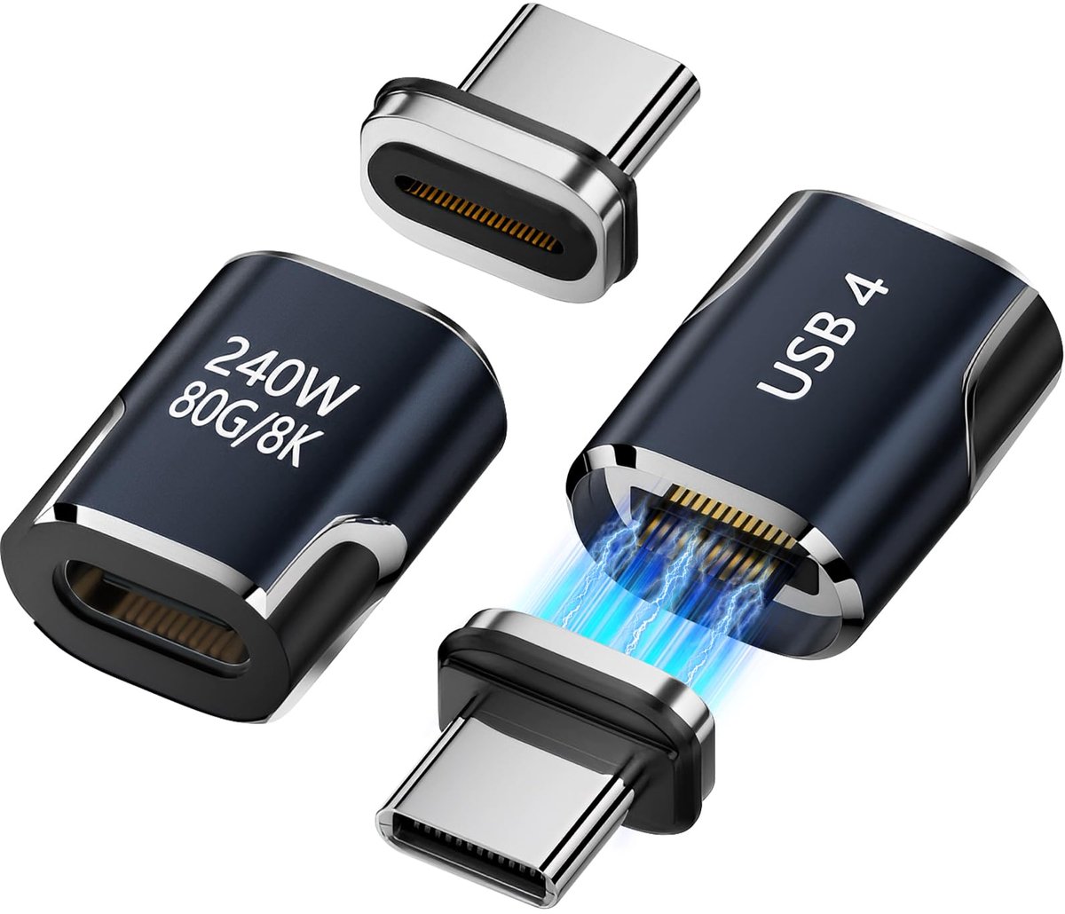 USB C-adapter 240 W - magnetisch - 24-polige stekker type C - ideaal voor snel opladen - SnelShoppen