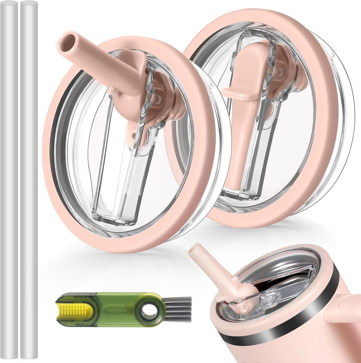 2 stuks waterdichte bekerdeksel, Stanley Cup deksel, waterdicht, Stanley Cup accessoires, Stanley Cup-dop, 108 ml Tumbler Flip Straw, herbruikbare tuimelaccessoires (roze)