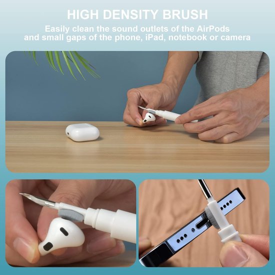 Clean Kit voor AirPods Pro 2 2022 AirPods 3 AirPods Pro AirPods 2, 3-in-1 multifunctionele oortelefoon reinigingspen tool zachte borstel stroomden sponsreiniger voor AirPods iPhone camera — afbeelding 3