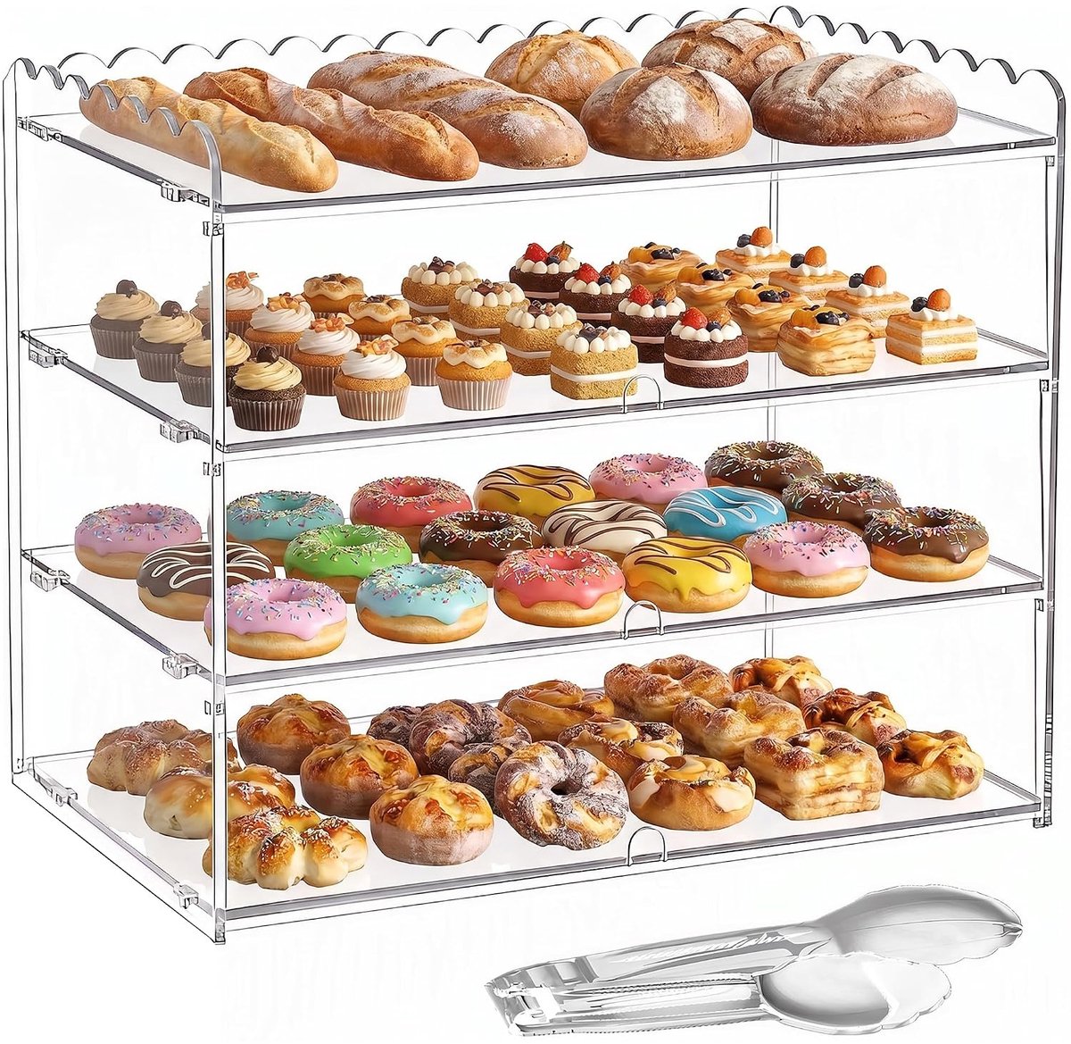 Bakery display cabinet 3-laags - golfpatroon - acryl transparant - houdt gebak vers - ShopVlot