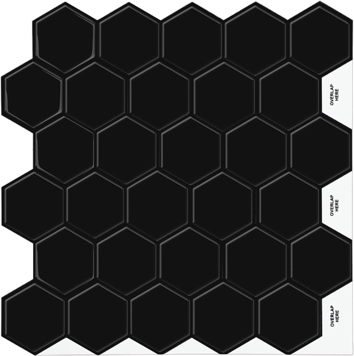 3D tegelstickers hexagonaal - zwarte wandtegels - waterdicht - ideaal voor keuken en badkamer - ShopVlot