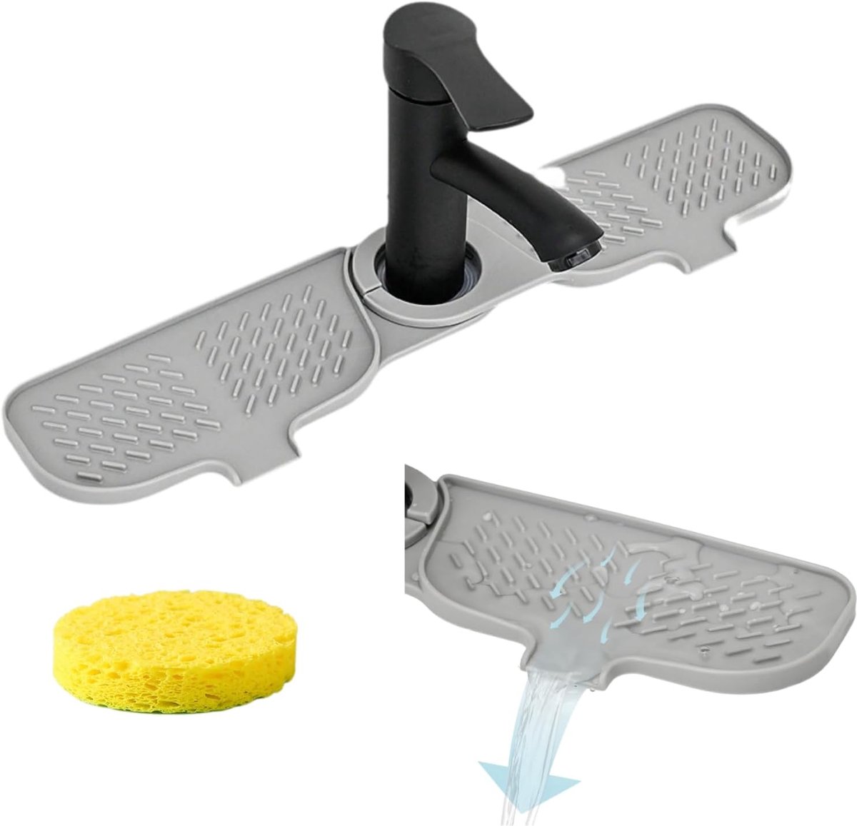 Afzuigmats voor de gootsteen set van 2 - siliconen met spatscherm - ideale bescherming tegen waterdruppels - ShopVlot