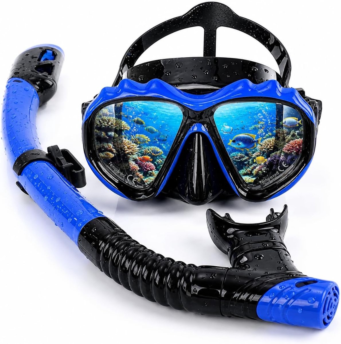 Duikbril Volwassenen en Snorkelset - 180° Panoramisch Duikmasker - Gehard Glas Anti-condens - ShopVlot