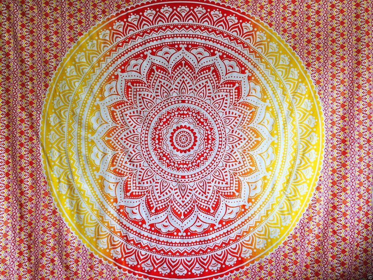 Wandtapijt mandala motief - handgemaakt - bohemian stijl - multifunctioneel gebruik - ShopVlot