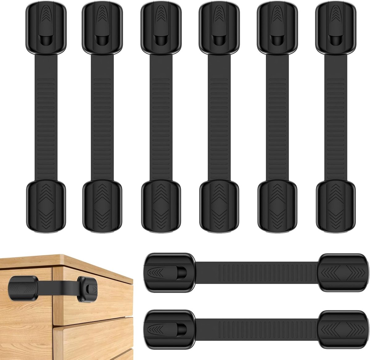 Kinderslot voor kast en lades - 8 stuks - verstelbare plastic banden - veilige bevestiging zonder boren - ShopVlot