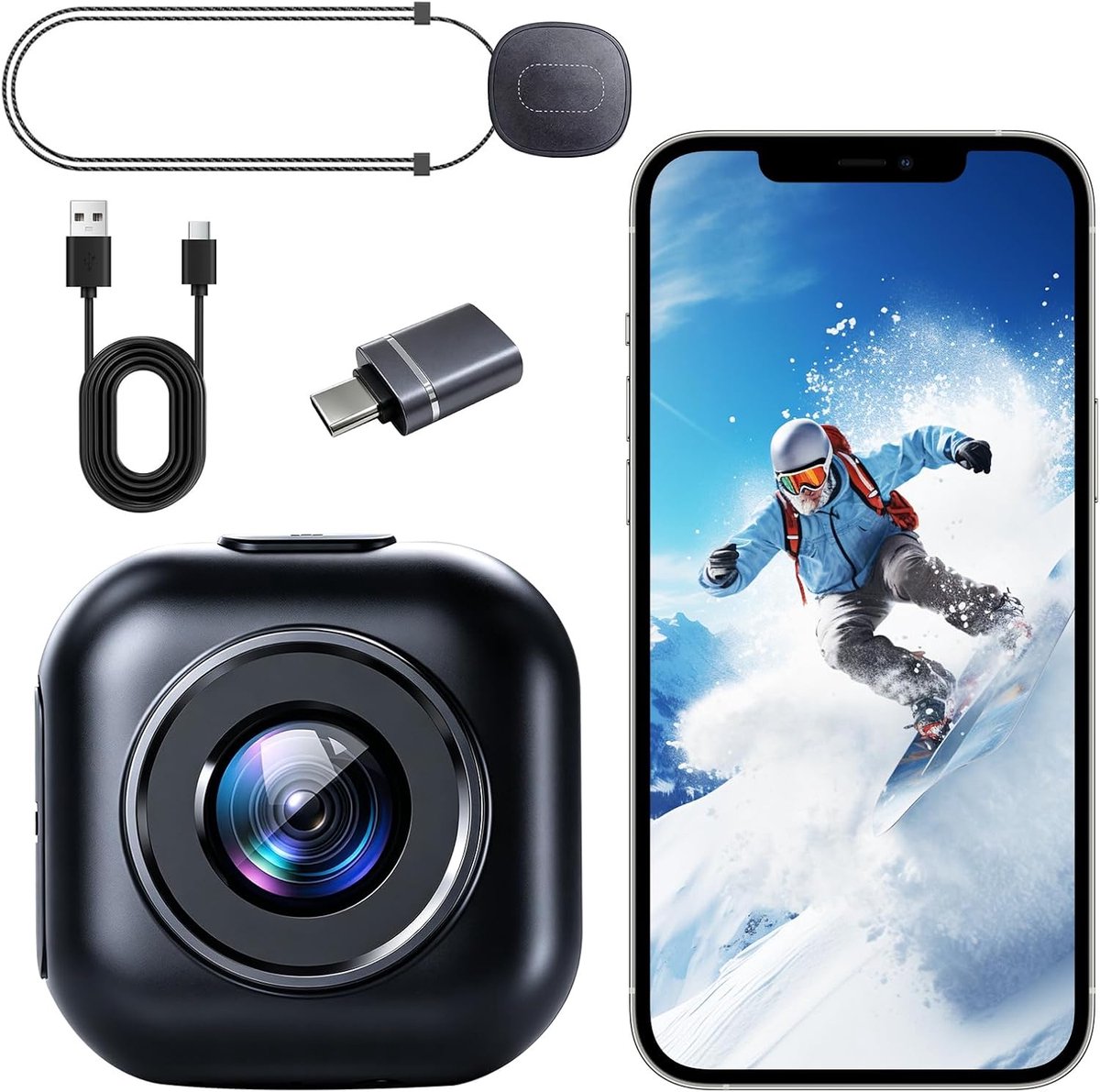 Mini action cam - draagbare vloggingcamera - 400 mAh accu - ideaal voor outdoor sporten - ShopVlot