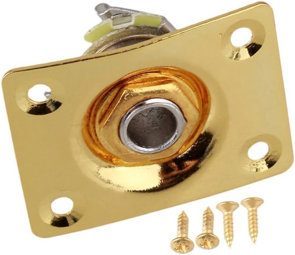 Elektrische gitaar jack 1/4" (6.35mm) - vierkante aansluiting - ijzer en koper - ideaal voor vervangingen - ShopVlot