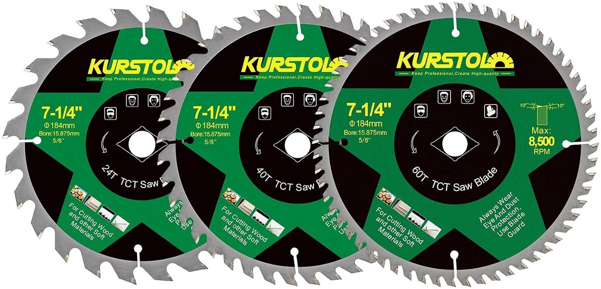 Cirkelzaagblad 7-1/4 Inch - 24&40&60T Houtzaagblad - 5/8" asgat - Perfect voor houtbewerking - ShopVlot