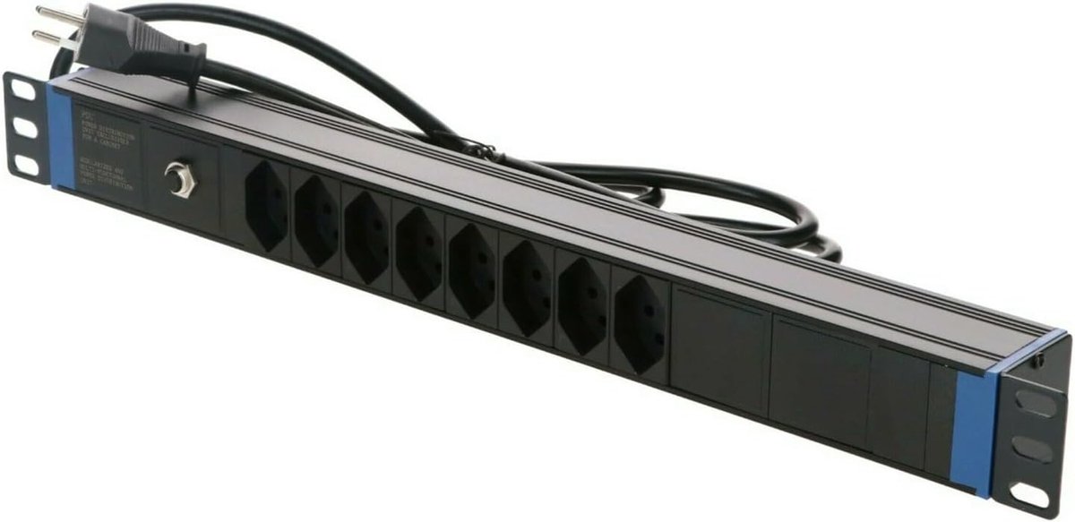 19 inch stroomstrip - 8-voudig - met overspanningsbeveiliging - optimale stroomvoorziening voor serverkasten - ShopVlot