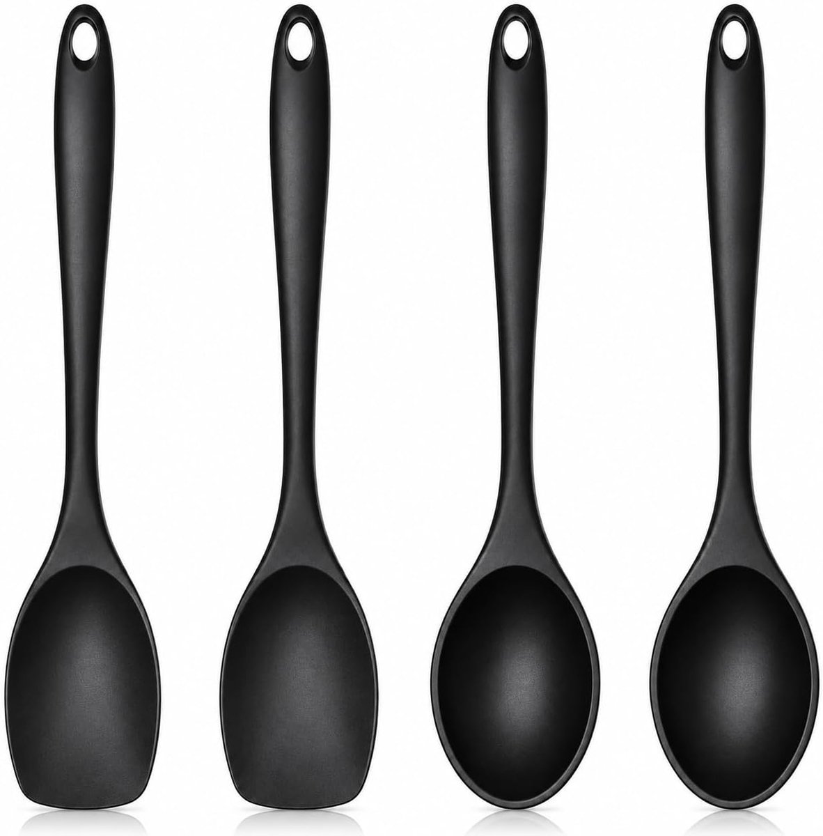 Spatels en kooklepels, hittebestendig tot 315 °C, flexibele naadloze siliconen lepel voor koken, bakken, deegschraper, soeplepel, spatel, anti-aanbaklaag keukengerei