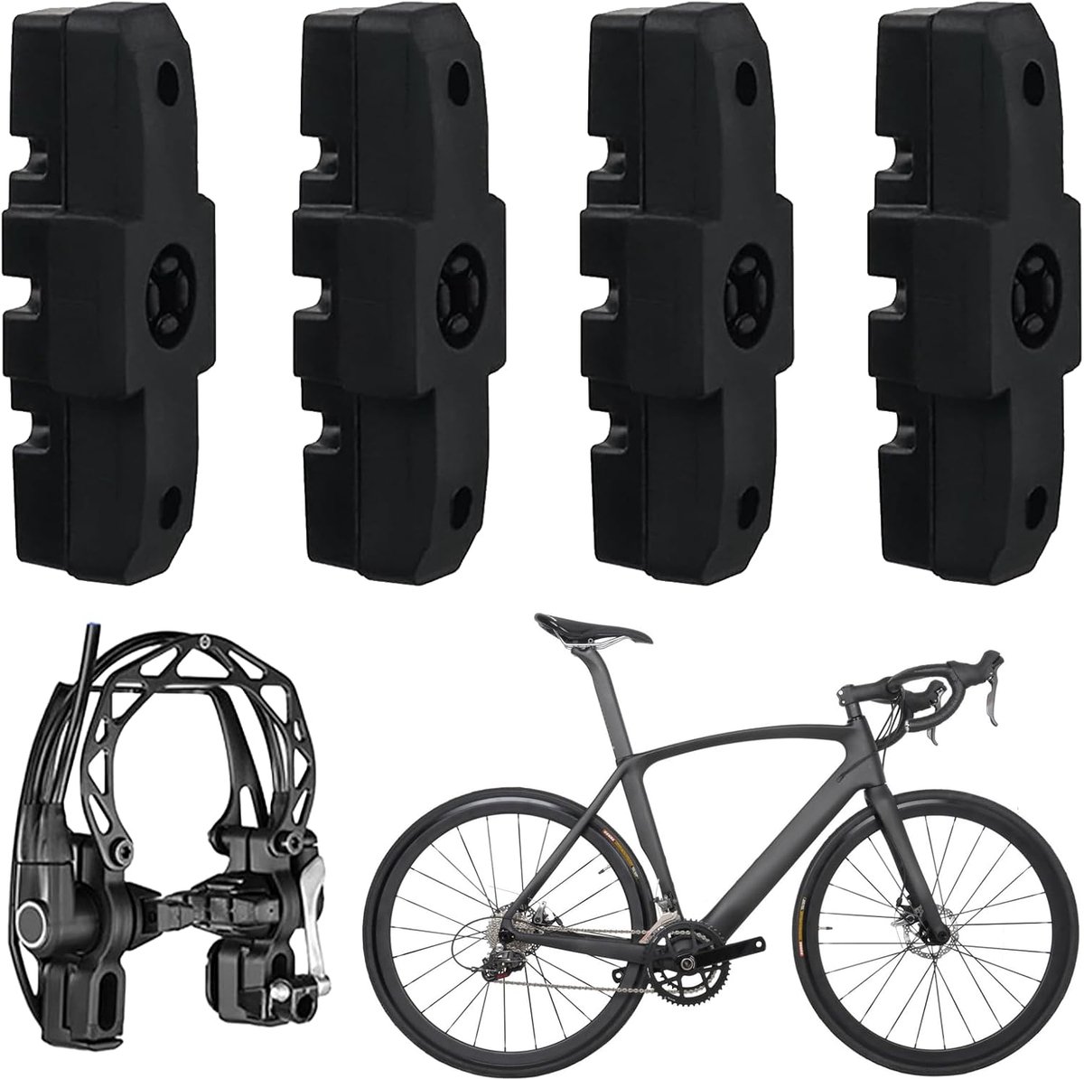4 Stuks Remschoenen, Magura Remblokken, Remblokken Fiets, Fietsremblokken, Voor Magura Hs11/ Hs22/ Hs33 50 Mm Zwart, Remschoenen, Voering Voor Fydraulische Velgrem