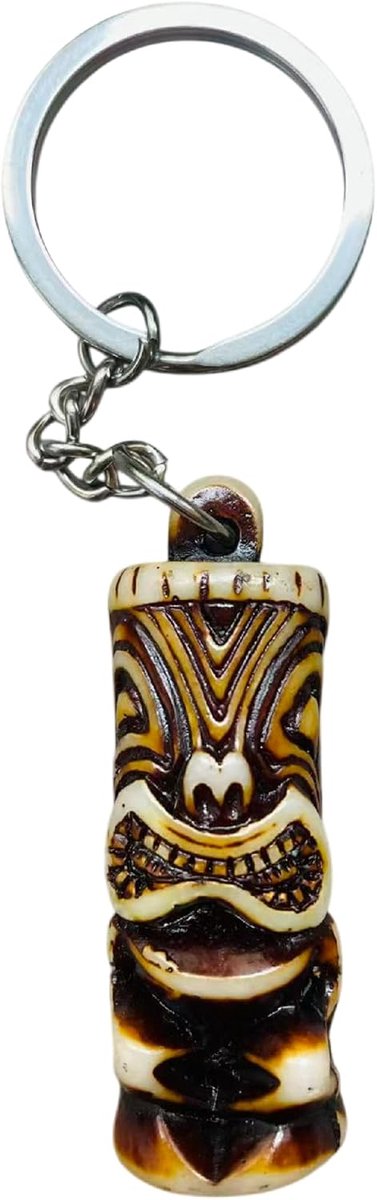 Totem Tiki Hawaï Hars Bruin - Tas Hanger Bescherming | Traditioneel Tiki-maskerdesign, Poolse surfer geluksbrenger, hanger van hars