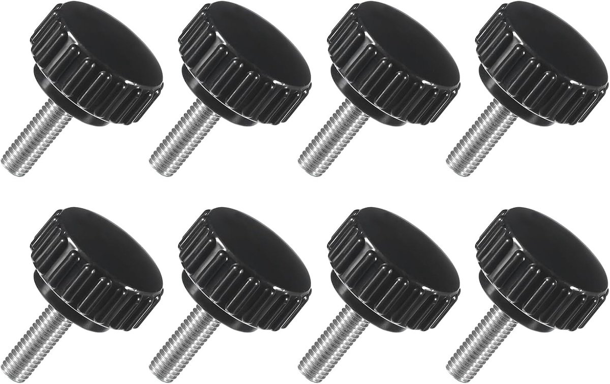 8 stuks M5 x 16mm Ratelsleutelschroef, 304 Roestvrij Staal Duimschroef Ronde Handgreep Bolsluiting Draaiknop Ronddraad Handschroef 18mm Diameter voor Machines
