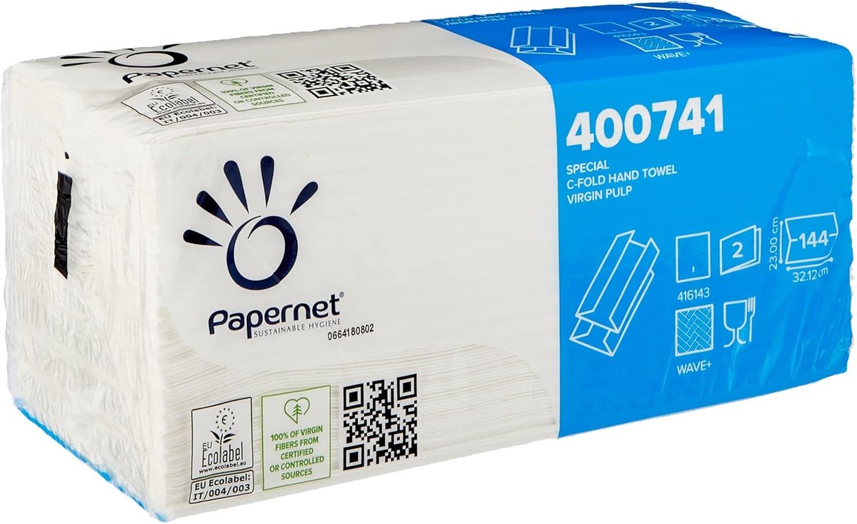 Papieren handdoeken C-vouw - 2-laags - WAVE + design - ideaal voor hygiëne - SnelShoppen