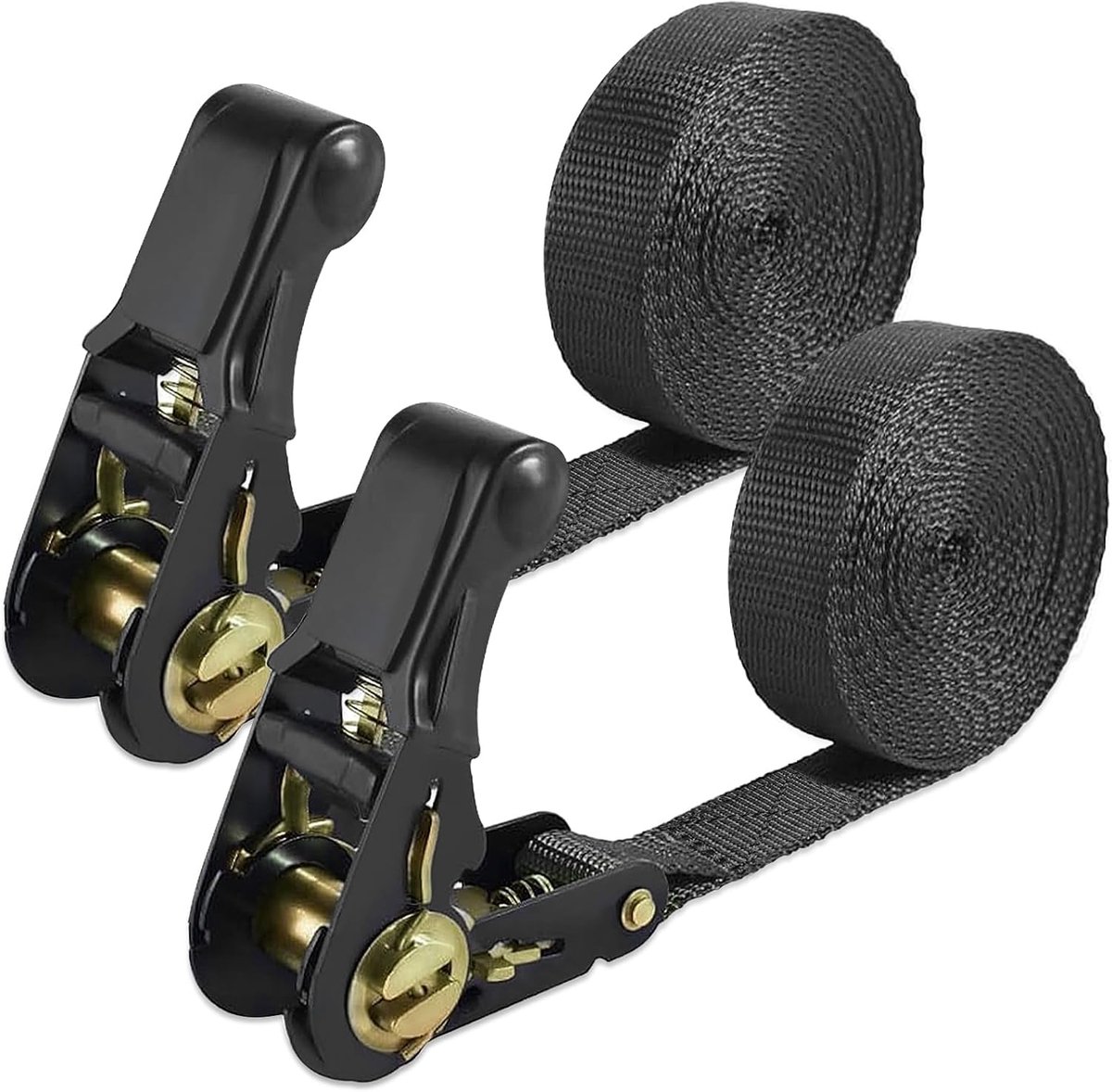 2 stuks sjorbanden van 800 kg, laadlussen 2,5 cm x 4 m, ratelspanner, sjorband, zachte sjorbanden voor terreinratel, motorfiets, ratel, spanbanden