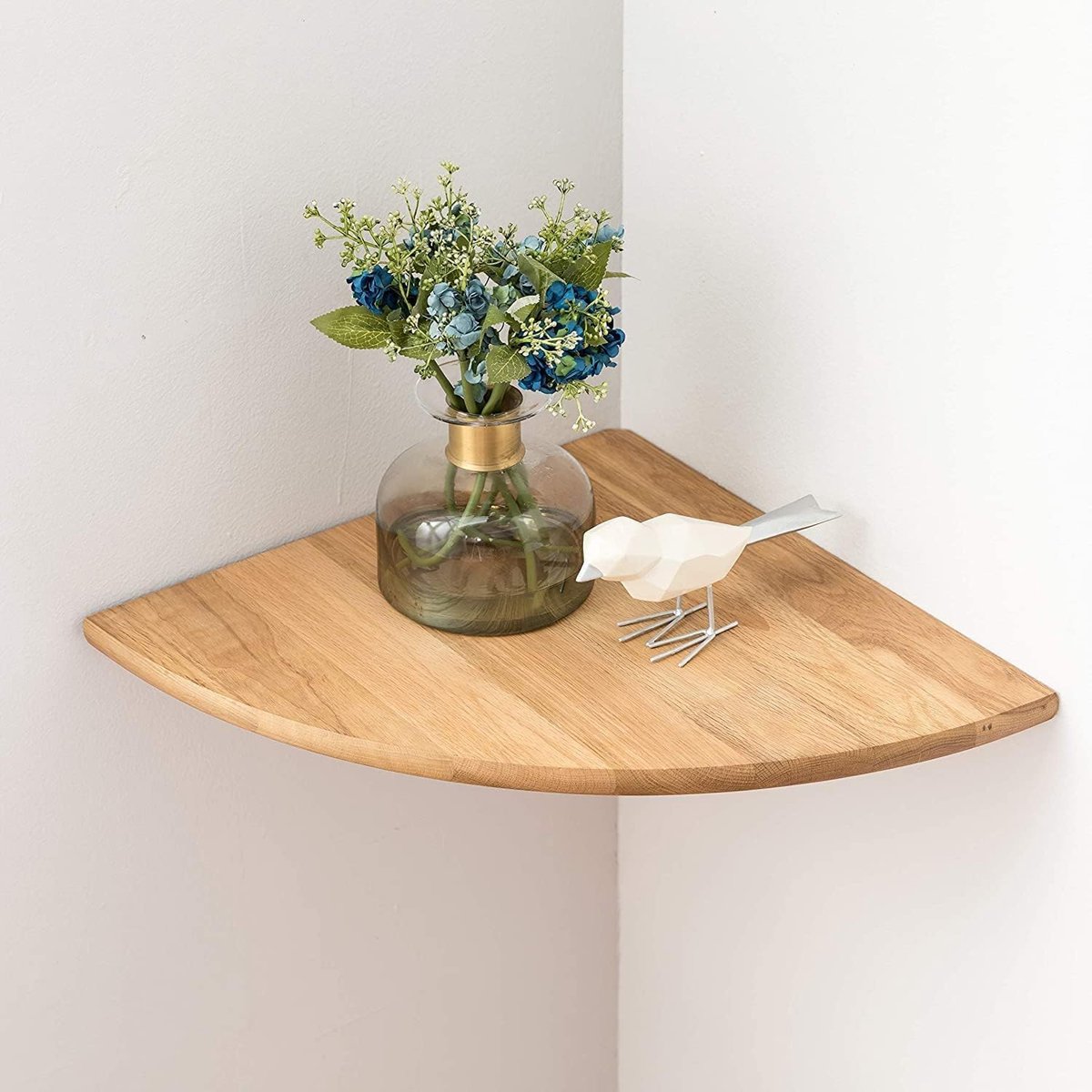 Houten Hoekplank, 25,4 cm, 1 stuk, rustiek eiken, zwevend, rond einde, wandgemonteerd, geschikt voor luidsprekers, boeken en badkamer, decoratief