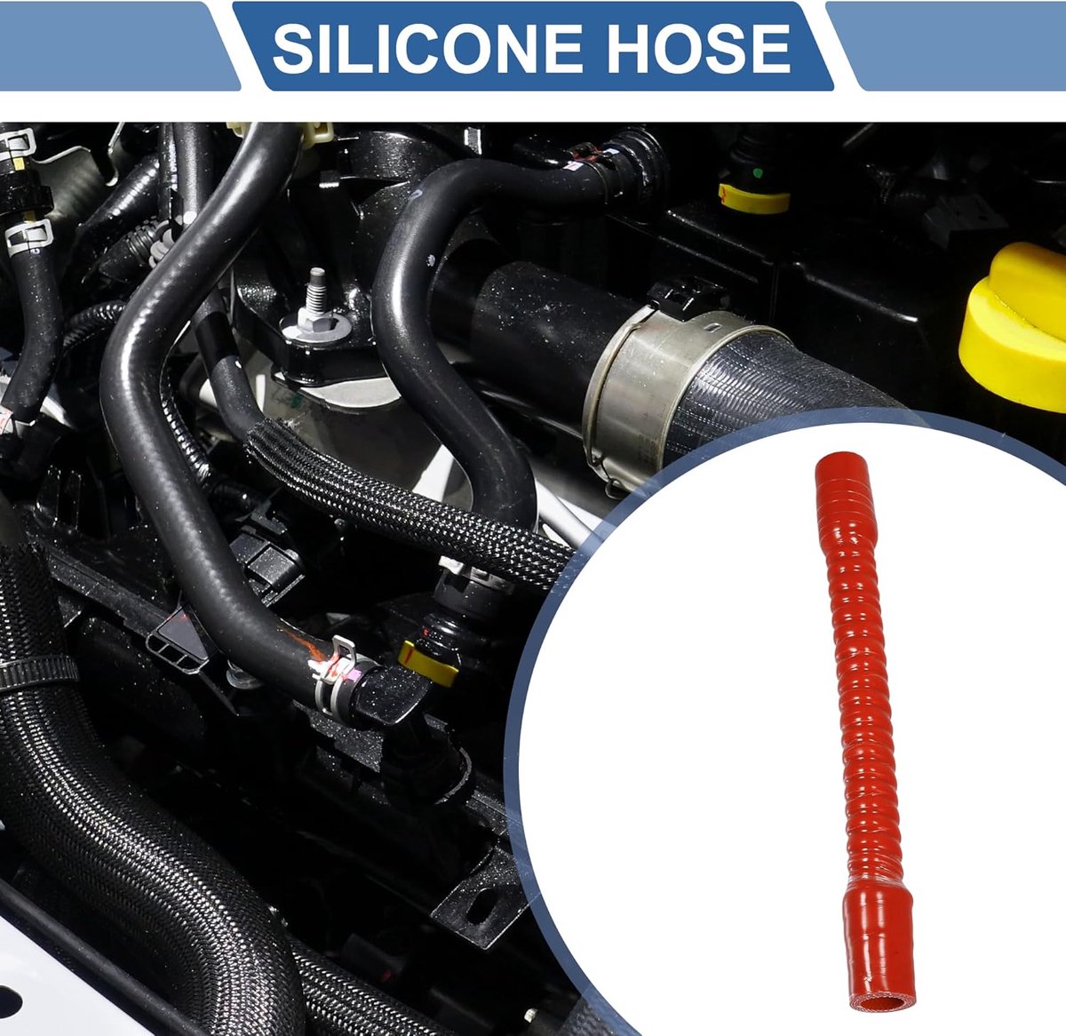 1 stuk siliconen slang met schroefdraad voor auto, rood, 0 ° 20 mm (0,79 inch) Id 300 mm (11,81 inch) universele lengte