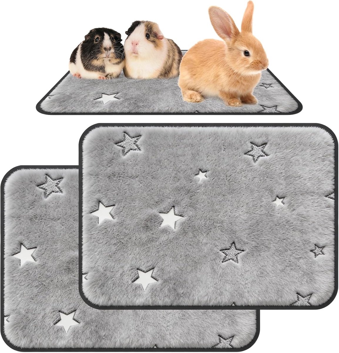2 stuks herbruikbare PIPI pads, 40 x 60 cm, waterdicht en snel | PIPI Pads, wasbare fleece onderlegger voor konijnen, hamsters, puppy's, kleine dieren, hamsters, puppy's
