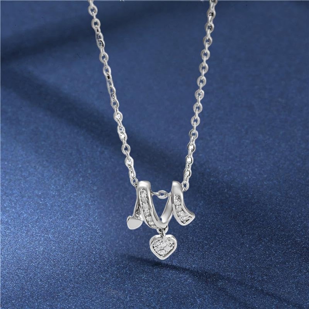 Gebogen Hart Hanger Ketting Fonkelende Kristallen Pendant 45cm Roestvrij Staal Keten Sieraden voor Vrouwen Moeder Vrienden