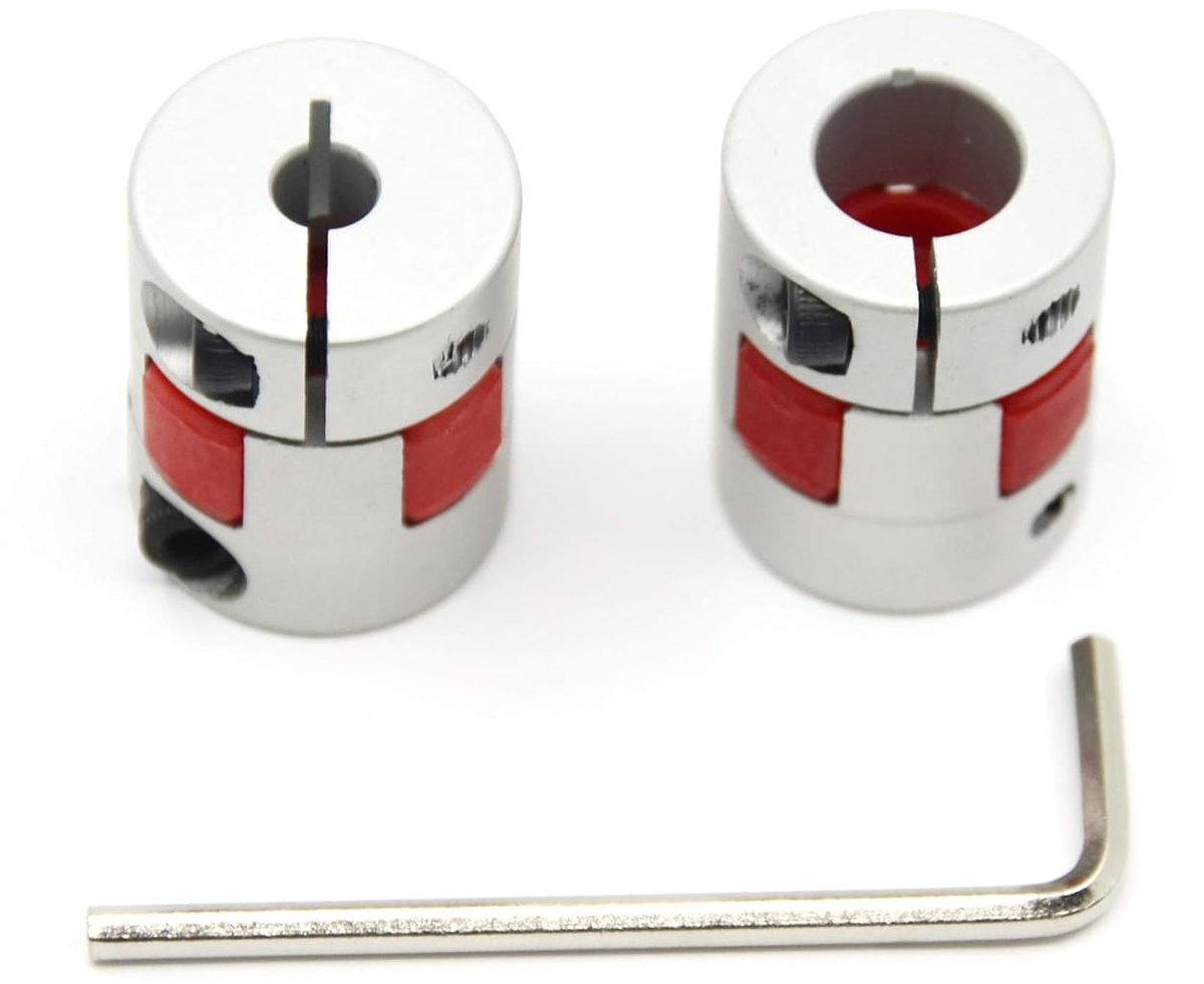 2 stuks 5 mm tot 10 mm Aluminium Plum Flexibele Wellenkoppeling Diameter 20 mm Lengte 25 mm Aansluiting Flexibele Koppeling voor 3D-printer CNC-machine en Servotrapmotor (5x10 mm)