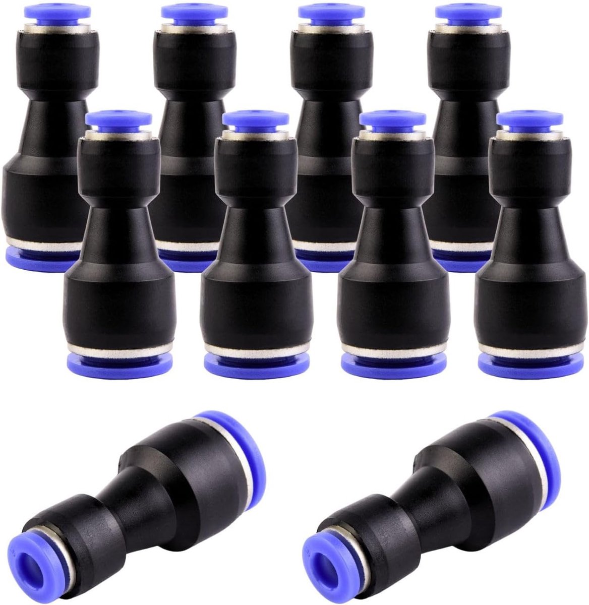 koppelingen 12 mm naar 6 mm Pneumatische reducers Schuifsnelkoppeling Snelle koppelingen voor aansluiting op lucht- en water 10 stuks