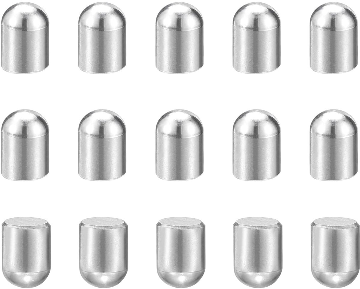 15 stuks cilinderstiften, 8 mm x 12 mm metalen pen, 304 roestvrij staal, cilindrische ronde kop, plugpennen paspen voor gereedschapsbouw, machinemontage en apparatuur