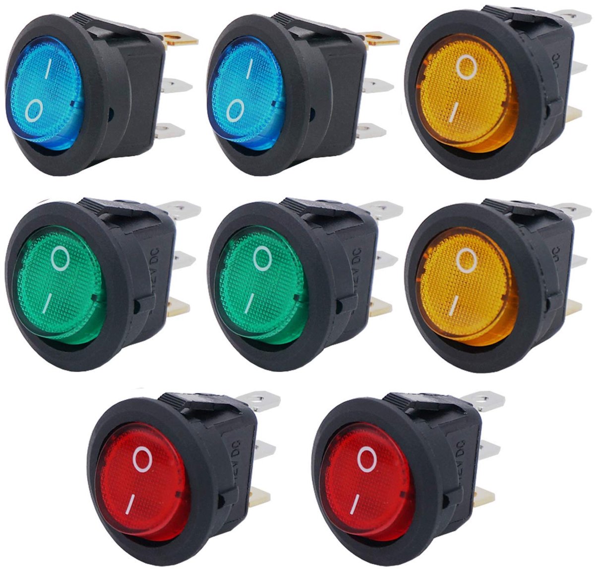 Ronde tuimelschakelaar, 12 V, 3-polige tuimelschakelaar, vergrendelingsschakelaar, voor auto, vrachtwagen, raceauto, (8 stuks)