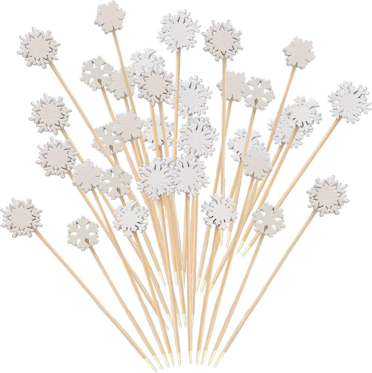 Kerstcocktailstokjes, kerstcocktailplectrums, fruitspies van | 100 x sneeuwvlokkenboom kerstman eland sneeuwpop bar tandenstokers, accessoires voor