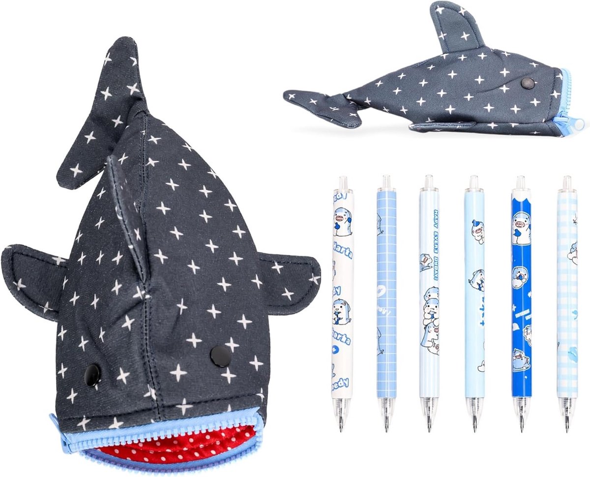 Etui Pennen, Pennenetui Met 6 Balpennen, Leuke Etui Kinderen En Volwassenen, Esthetische Schoolbenodigdheden, Kantoorartikelen, Leuke Schrijfwaren Cadeautjes Jongens En Meisjes (Witte Ster)
