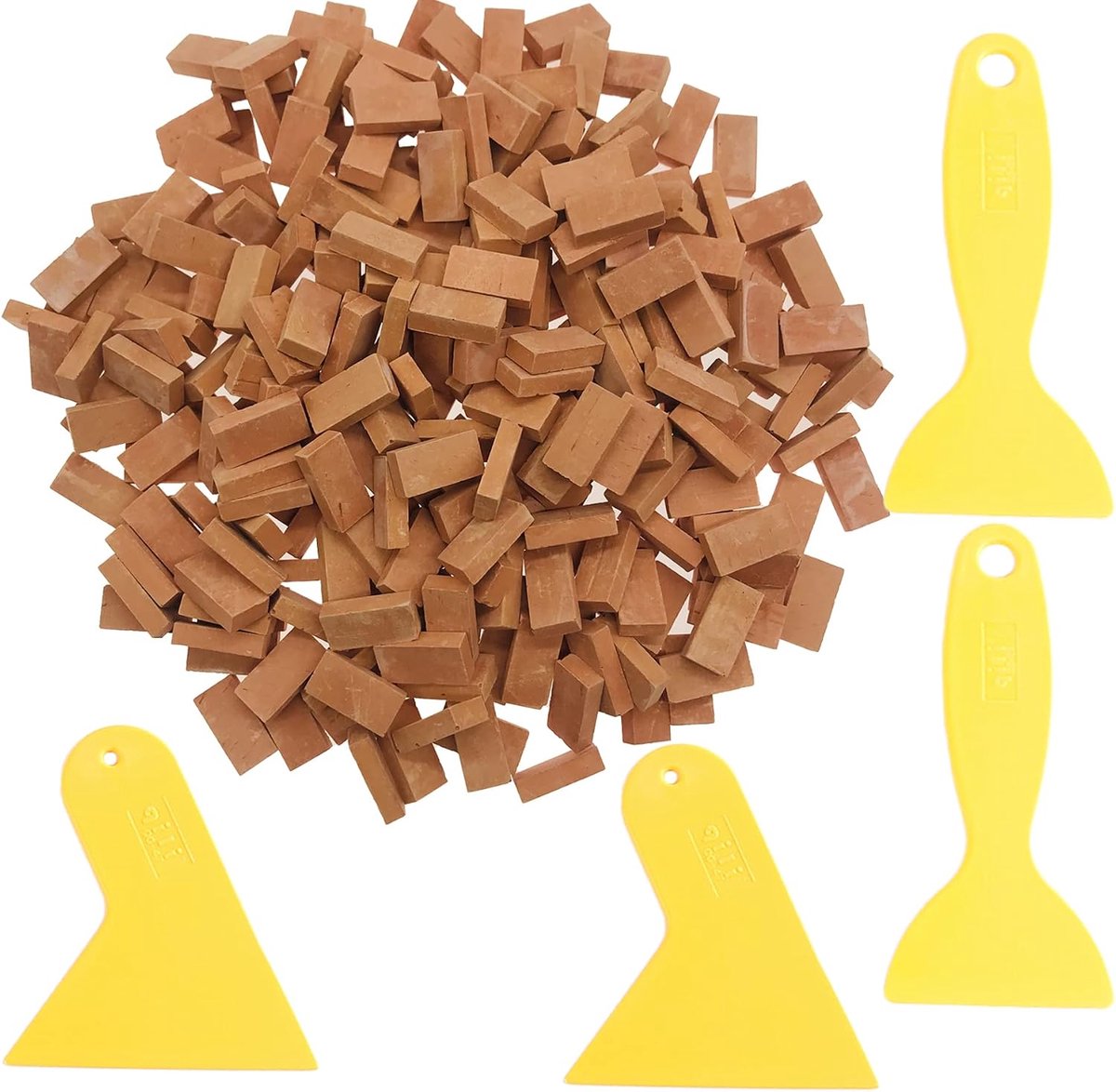 400 stuks mini rode muurstenen, mini-stenen kleine stenen met schraper voor landschapsarchitectuur, miniatuur bakstenen beeldje nepstenen voor poppenhuis, mini-tuinaccessoires