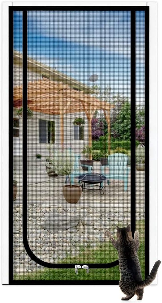 Vliegengaas voor huisdieren, muggennet voor katten, 90 x 200 cm, huisdierscherm met ritssluiting, voor woonkamer, slaapkamer, keuken, terras