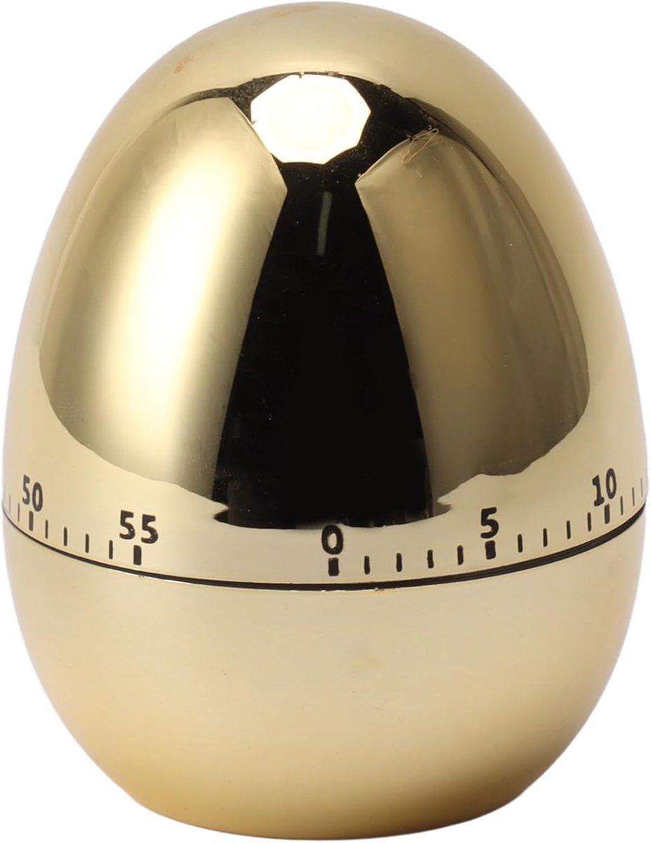 60 minuten kookwekker, roestvrijstalen mechanische eierwekker voor koken en leren, visueel handmatig aftellen roterend alarm met luid alarm (Goud)