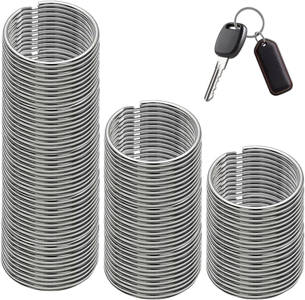 100 stuks sleutelringen van roestvrij staal, 28 mm sleutelringen | roestvrij staal, metalen ronde sleutelringen, ring voor sleutelknutselen, halskettingen, armbanden, oorbellen