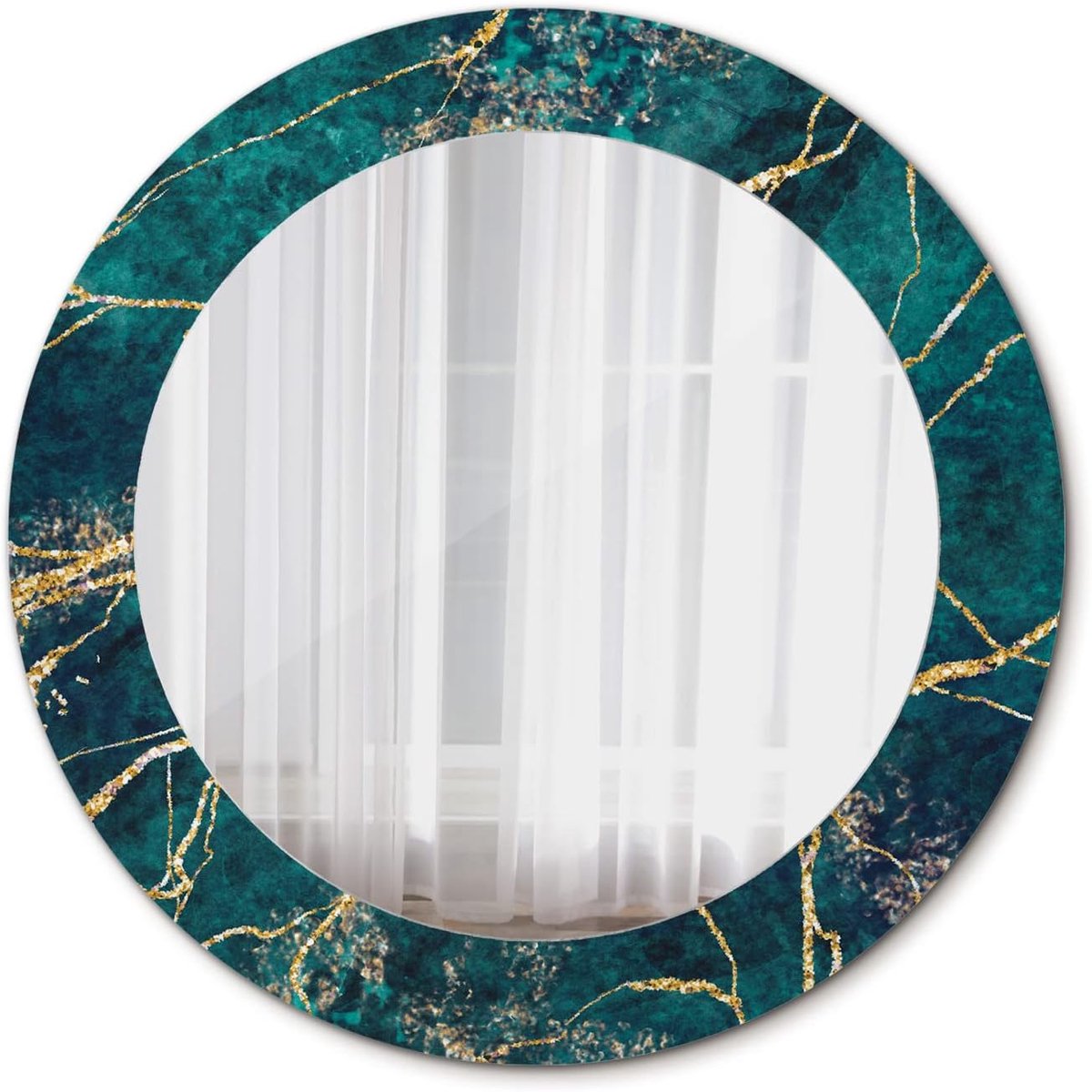 Ø 60 cm Glas Interieur Decoratie Spiegel Hoge Kwaliteit Bedrukte Spiegel Ronde - Groen marmer