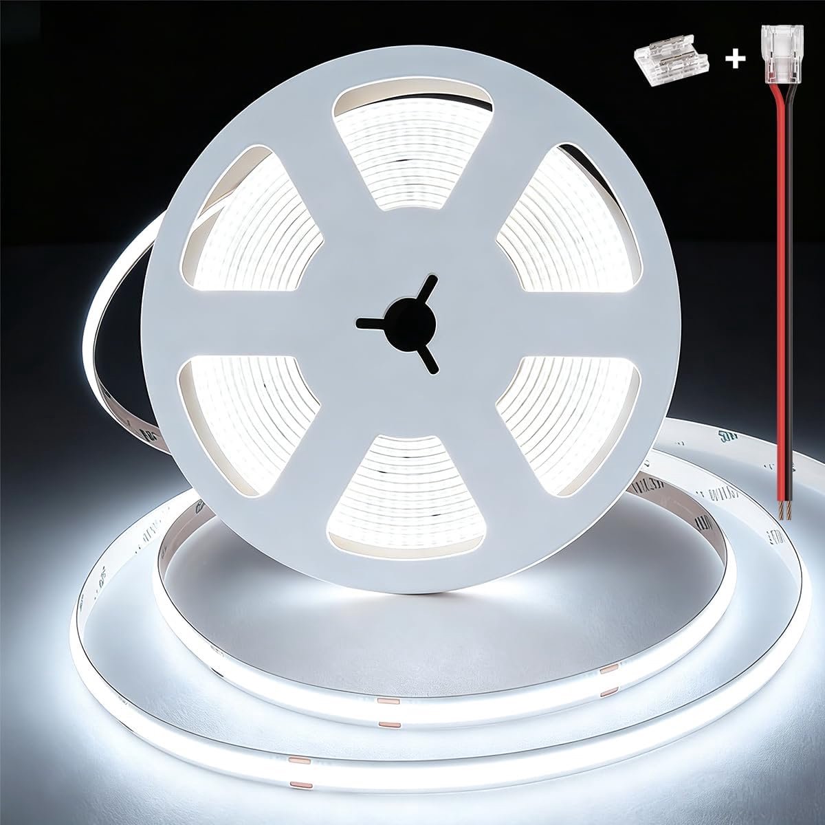 24V LED COB koude witte lichtstrip 6000K 5m 480LED/m CRI90+ Dimbaar Zelfklevend Luminescente lichtstrip