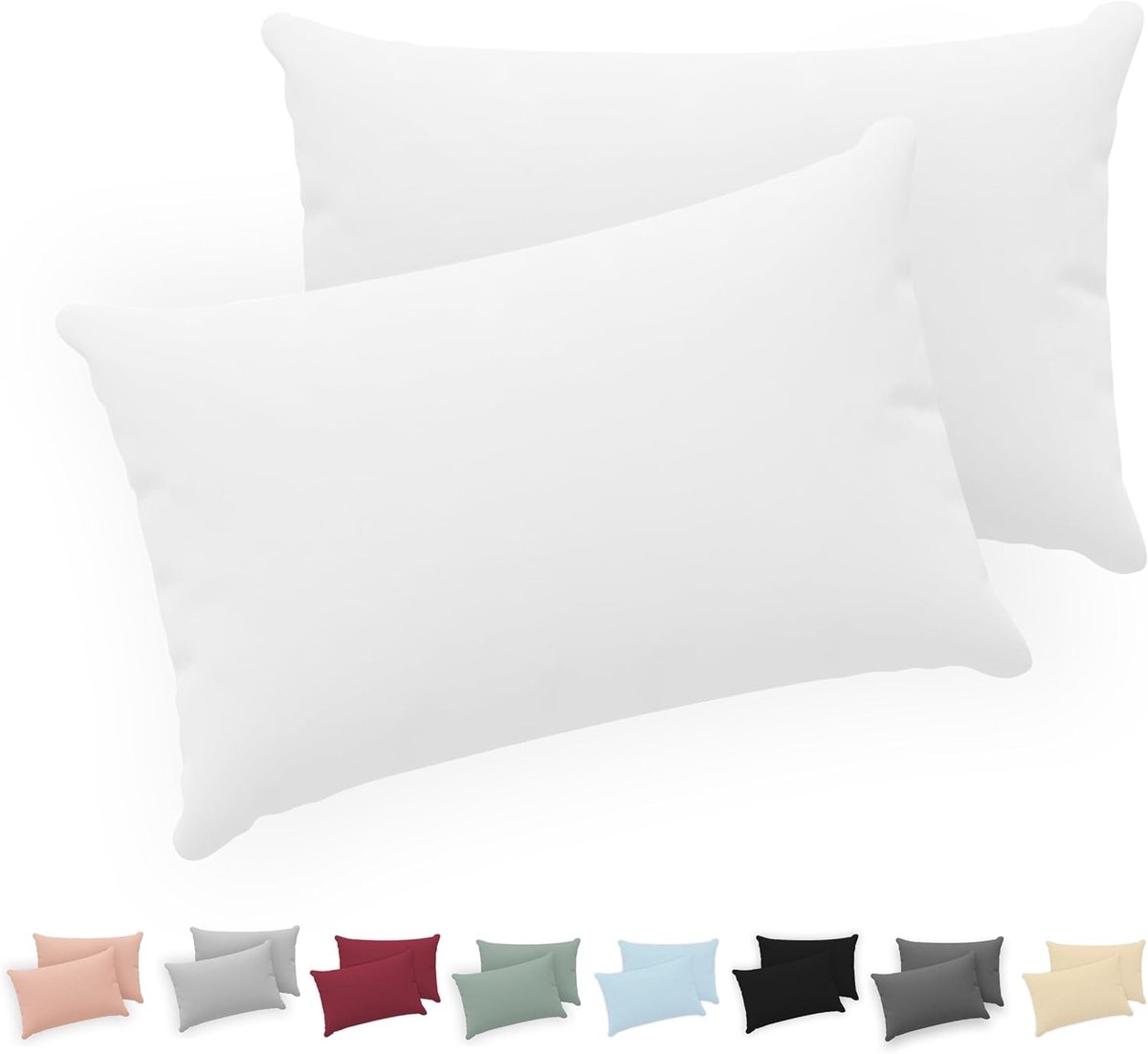 Pillowcase 40x70 (set van 2) - 100% katoen jersey 150 GSM - Met rits - Voor superieur slaapcomfort - SnelShoppen