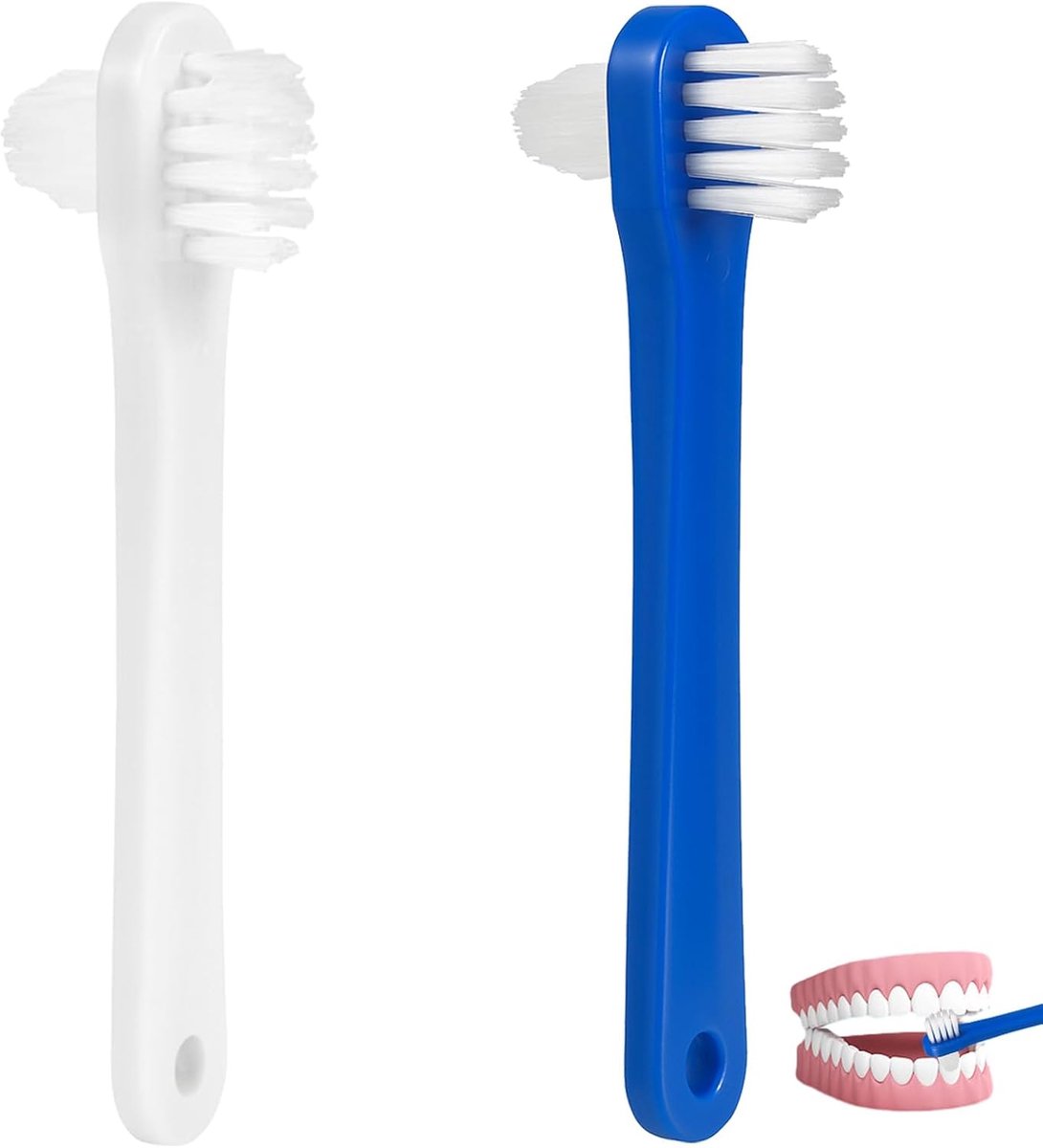 Tandenborstelset voor gebitsprotheses - dubbele kop - zachte nylon haren - bescherm je tandgezondheid - SnelShoppen